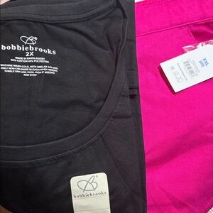 Bobbie Brooks Black Top and Pink linen short Set. YOU GET BOTH! 2X